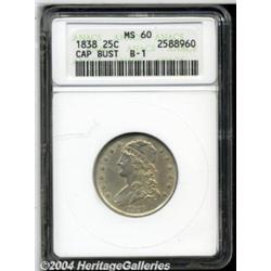 1838 25C MS60 ANACS. B-1, R.1. The only dies