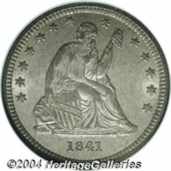 1841 25C MS64 NGC. This satiny near-Gem offers