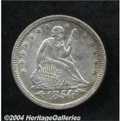 1854 25C Arrows AU55 Lightly Cleaned,