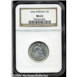 1854 25C Arrows MS62 NGC. The left arrowhead