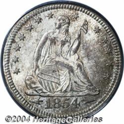 1854 25C Arrows MS64 PCGS. After the rays were