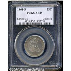 1861-S 25C XF45 PCGS. Briggs 2-B Die State. A