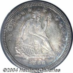 1866 25C Motto MS63 PCGS. The centers are