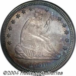 1869 25C MS65 NGC. The 1869 Quarter is a