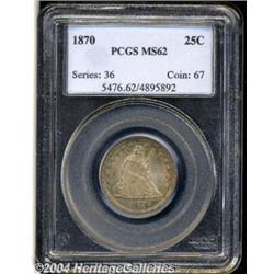 1870 25C MS62 PCGS. Well struck with a rich