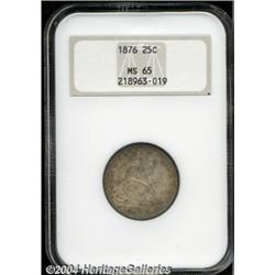 1876 25C MS65 NGC. Type Two Reverse. Exquisite