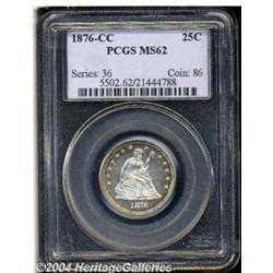 1876-CC 25C MS62 PCGS. Type Two Reverse. With