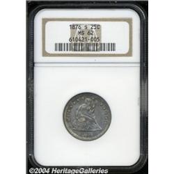 1876-S 25C MS62 NGC. Type Two Reverse. Sharp