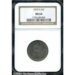 1876-S 25C MS64 NGC. Rather deeply toned in