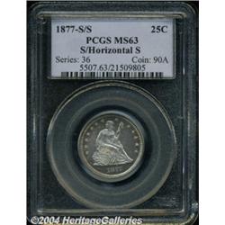 1877-S/S 25C MS63 PCGS. The very scarce and