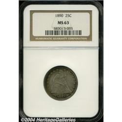 1890 25C MS63 NGC. The surfaces exhibit some