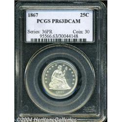 1867 25C PR63 Deep Cameo PCGS. Exceptional