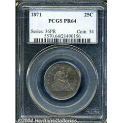 1871 25C PR64 PCGS. Well struck with a rich