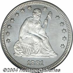 1881 25C PR66 Cameo PCGS. An extraordinarily