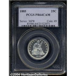 1885 25C PR64 Cameo PCGS. A dazzling, untoned