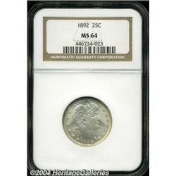 1892 25C MS64 NGC. Type One Reverse. Light