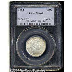 1892 25C MS64 PCGS. Type Two Reverse.