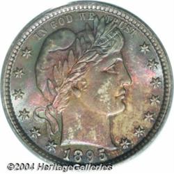 1895 25C MS66 PCGS. Spectacularly toned with