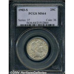 1903-S 25C MS64 PCGS. Wispy tan and gray