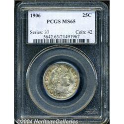 1906 25C MS65 PCGS. Well struck and satiny,