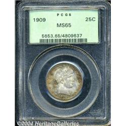 1909 25C MS65 PCGS. Medium apricot and gold