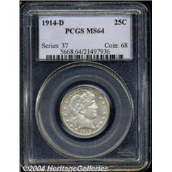 1914-D 25C MS64 PCGS. Faint olive patina