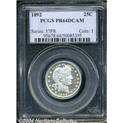 1892 25C PR64 Deep Cameo PCGS. Type Two