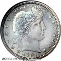 1896 25C PR68 S NGC. This coin is one of