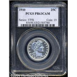 1910 25C PR63 Cameo PCGS. A mere 551 proofs