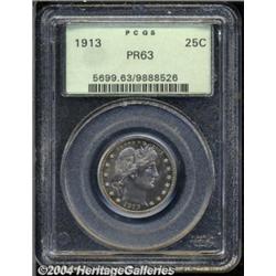 1913 25C PR63 PCGS. Cobalt-blue and