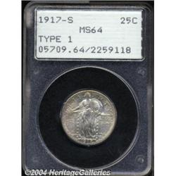 1917-S 25C Type One MS64 PCGS. Well struck and