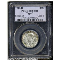 1917-D 25C Type Two MS62 Full Head PCGS.