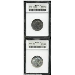 1918-D 25C MS61 Full Head ANACS, crisply