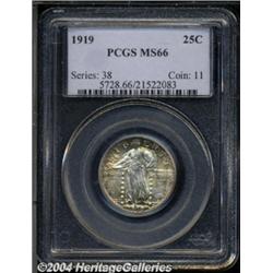 1919 25C MS66 PCGS. Dappled russet and