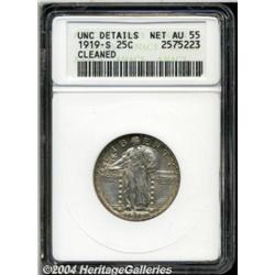 1919-S 25C--Cleaned--ANACS. Unc Details, Net