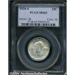 1920-S 25C MS65 PCGS. Some light gold-gray