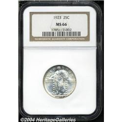 1923 25C MS66 NGC. This satiny, radiant Gem is