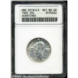 1925 25C--Scratched--ANACS. Unc Details, Net