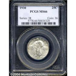 1930 25C MS66 PCGS. Light gold-gray toning on