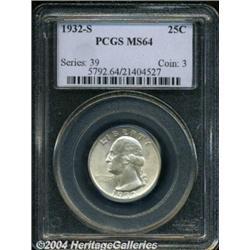 1932-S 25C MS64 PCGS. An attractive example of