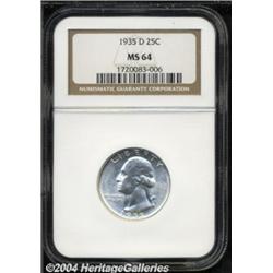 1935-D 25C MS64 NGC. Bright and lustrous