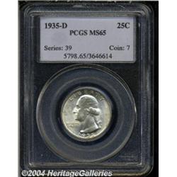 1935-D 25C MS65 PCGS. Untoned or nearly so and