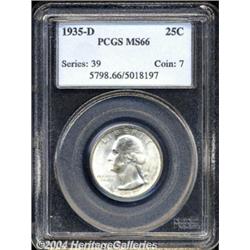 1935-D 25C MS66 PCGS. Mostly brilliant with a