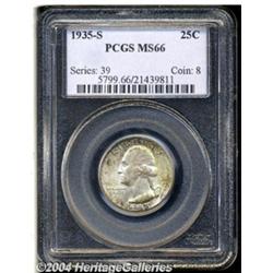 1935-S 25C MS66 PCGS. Freckles of russet and