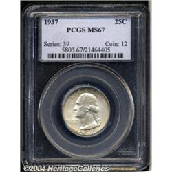 1937 25C MS67 PCGS. Bright, satiny luster