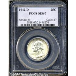1942-D 25C MS67 PCGS. Well struck, lustrous,