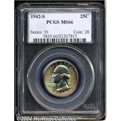 1942-S 25C MS66 PCGS. Vivid ruby-red,