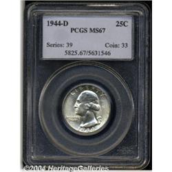 1944-D 25C MS67 PCGS. Fully brilliant with a
