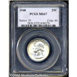 1948 25C MS67 PCGS. Fully struck with lovely,