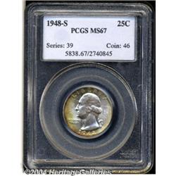 1948-S 25C MS67 PCGS. Lovely orange-gold
